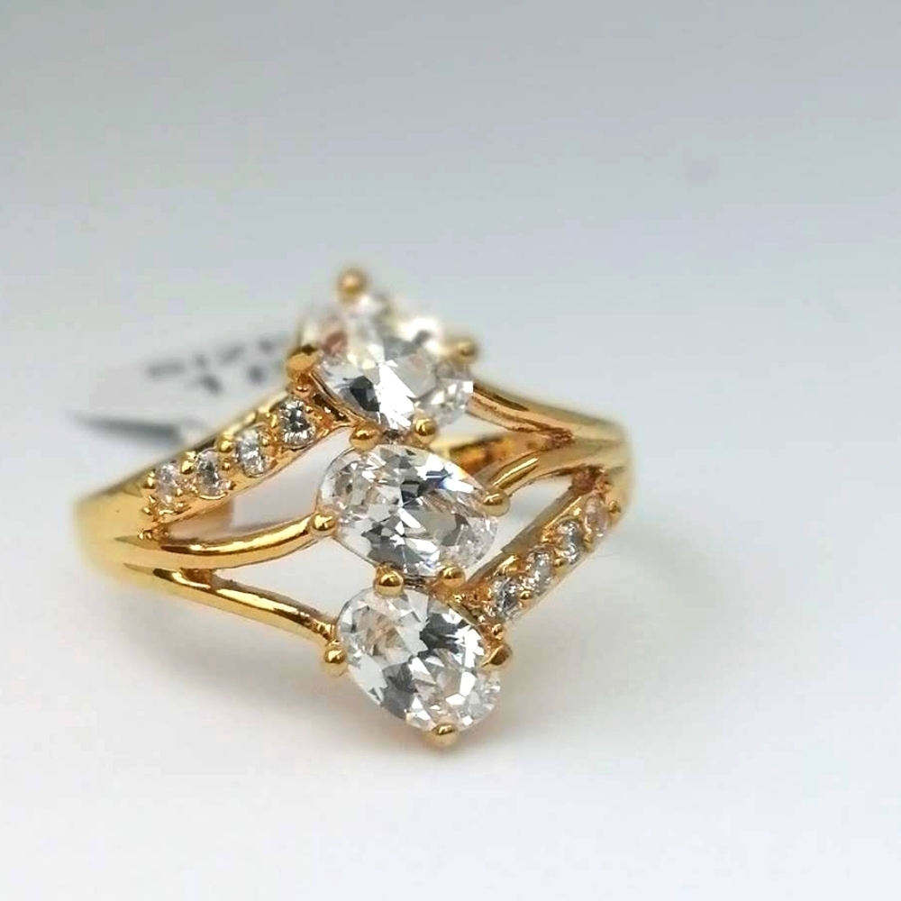 14k Real Gold Plated Ring Gem Crystal